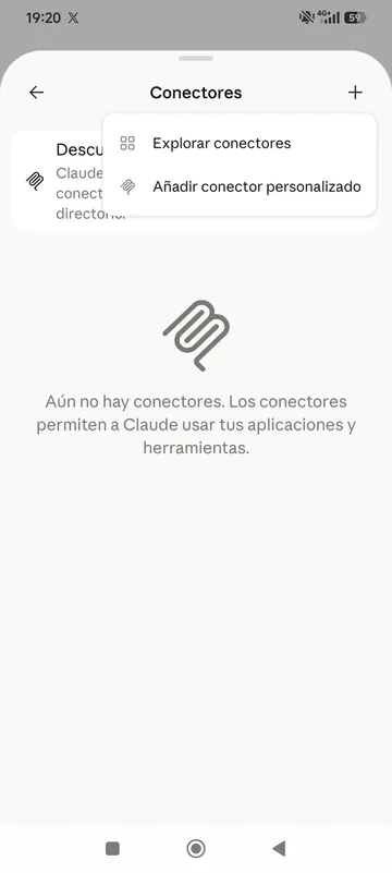 Menú con las opciones Explorar conectores y Añadir conector personalizado