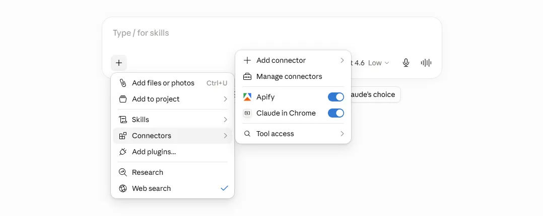 Apify disponible en el chat de Claude