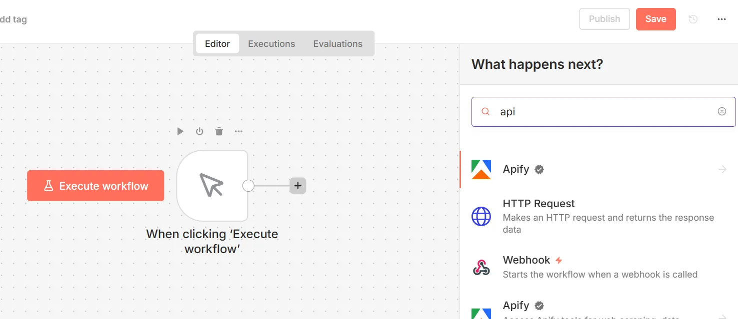 Crear nodo de Apify en n8n
