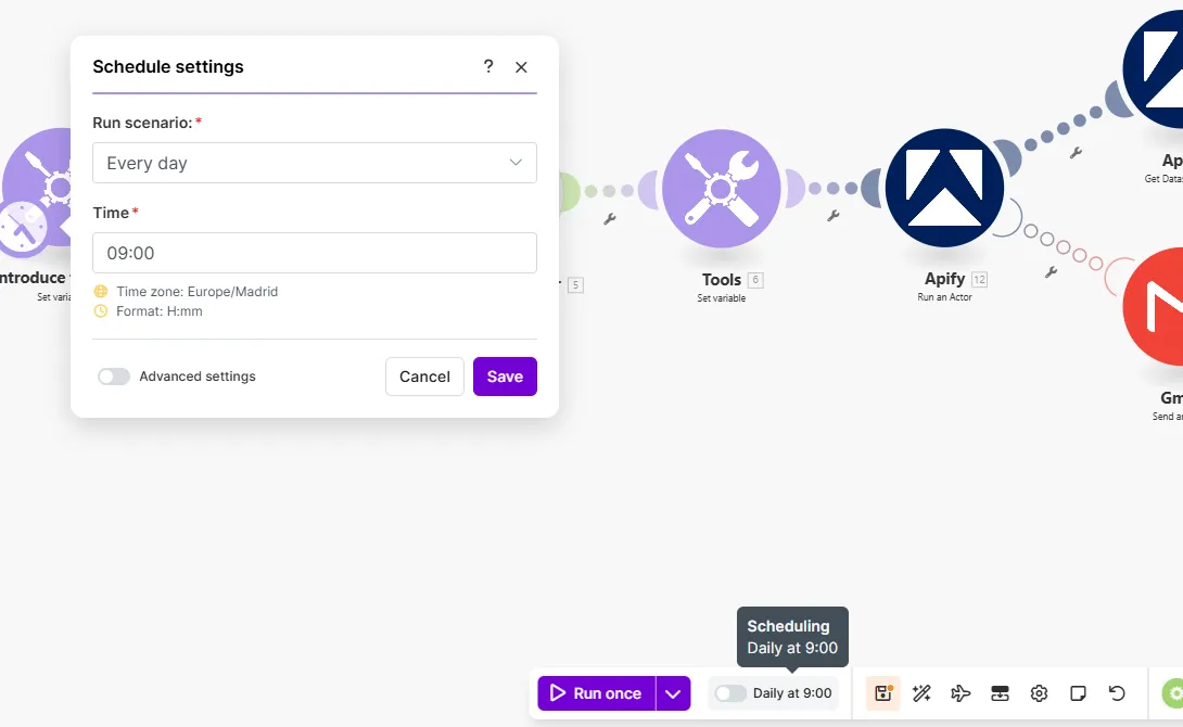 Programar ejecución en Make