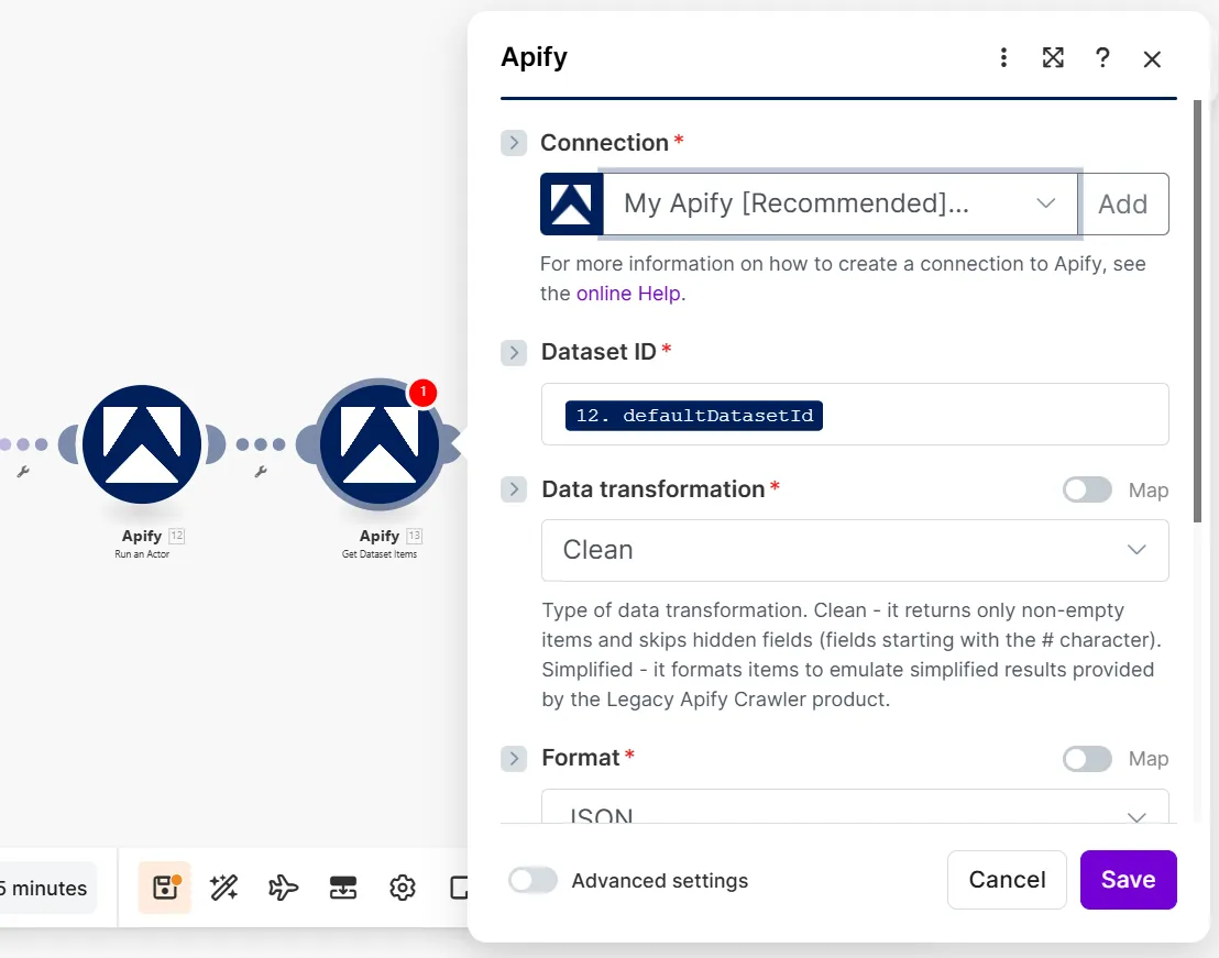 Apify Get dataset items