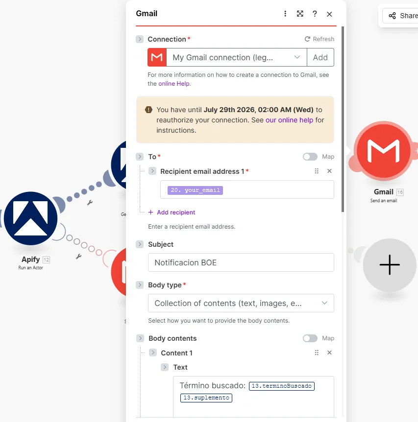 Conectar Gmail en Make