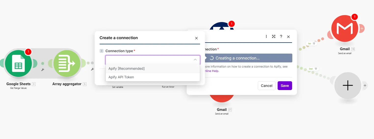 Conectar API de Apify en Make