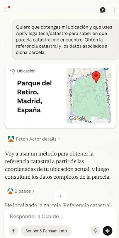 Claude obtiene la ubicación y lanza el actor legaltech/catastro